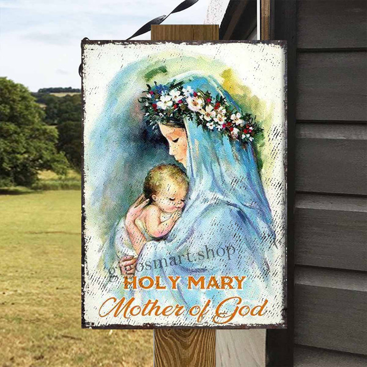 Holy Mary Mother of God Metal Sign Outdoor Garden, Address Sign, Sign Rustic Décor House - MMG207