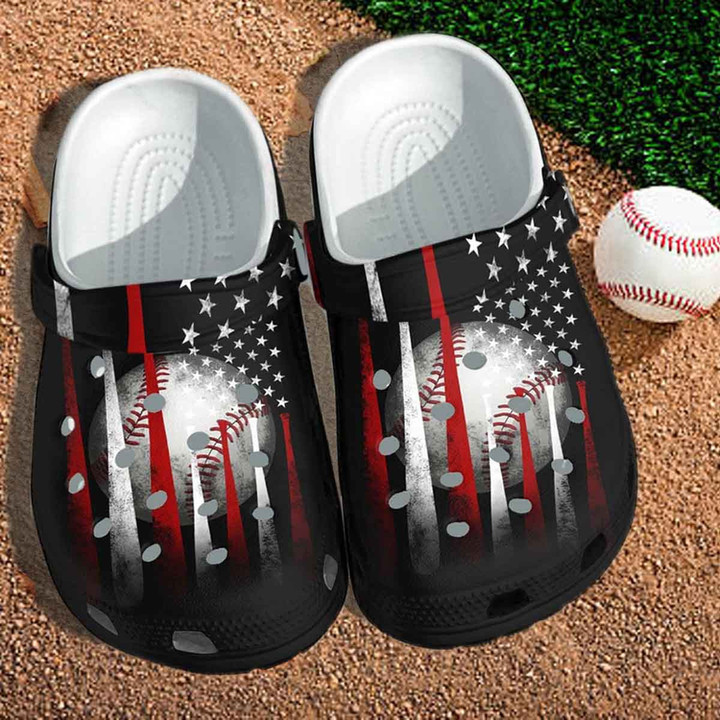 Baseball Bat America Flag Custom Crocs Shoes Clogs Gifts Shoes For Son Daughter