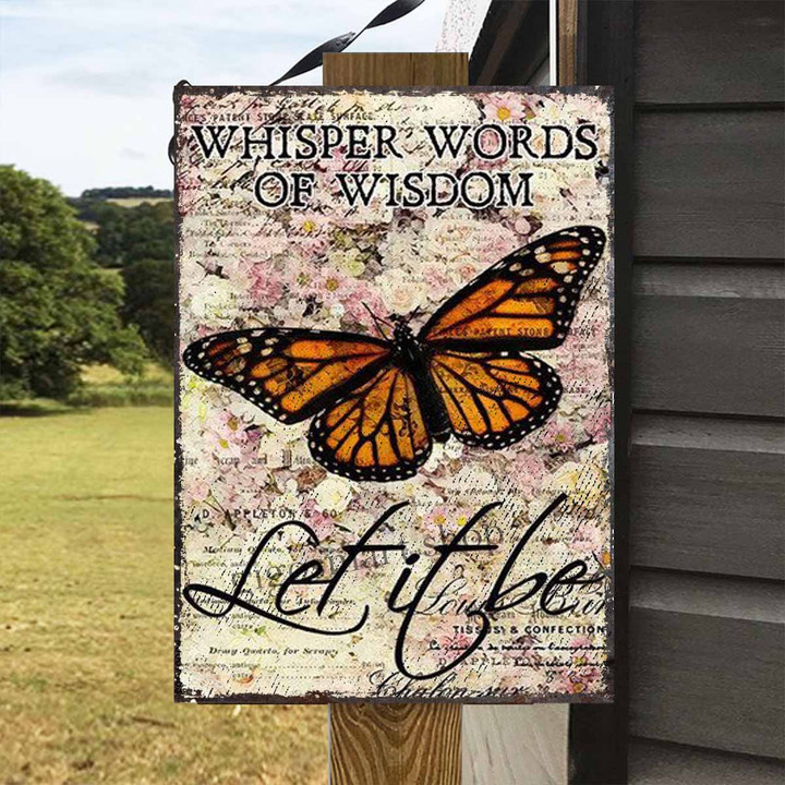 Vintage Butterfly and Flower Metal Sign Outdoor Garden, Address Sign, Sign Rustic Décor House - MVB133
