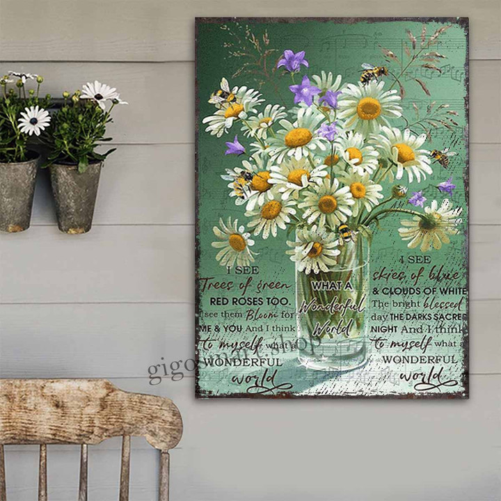 Daisy Flower Vase Metal Sign Outdoor Garden, Address Sign, Sign Rustic Décor House - MDaisy260