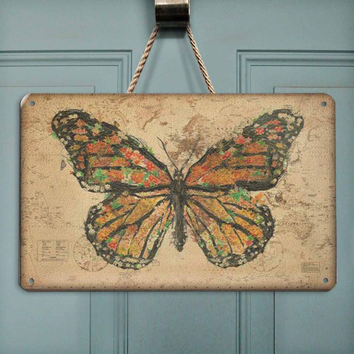 Vintage Butterfly Metal Sign Outdoor Garden, Address Sign, Sign Rustic Décor House - MBT396