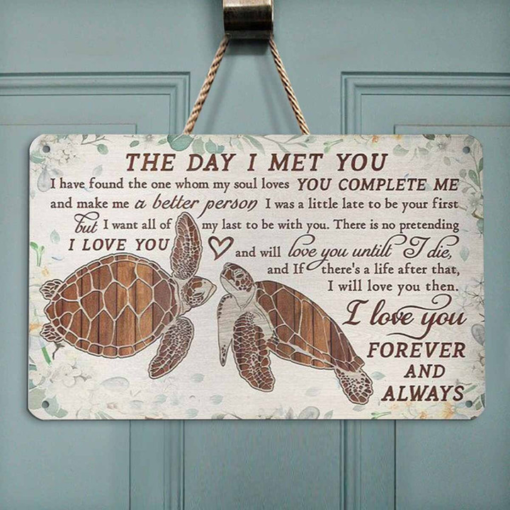 Turtle The Day I Met You Metal Sign Outdoor Garden, Address Sign, Sign Rustic Décor House - MTurtle415