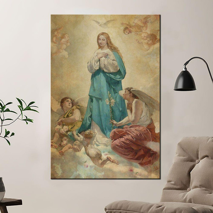 Mary Leads Us To Heaven Poster Canvas Home Décor Gifts For Mother's Day