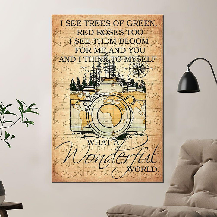 Photography And Music Sheet Vintage Poster - What A Wonderful World Canvas Home Décor Gifts For Men Women