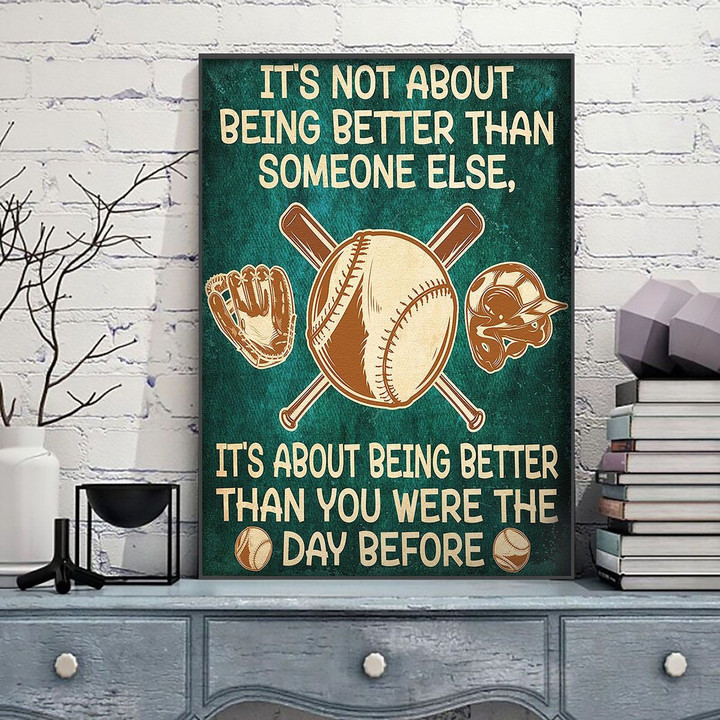 Baseball Poster - Being Better Than You Were The Day Before Canvas Home Décor Birthday Christmas Gifts For Children Kids
