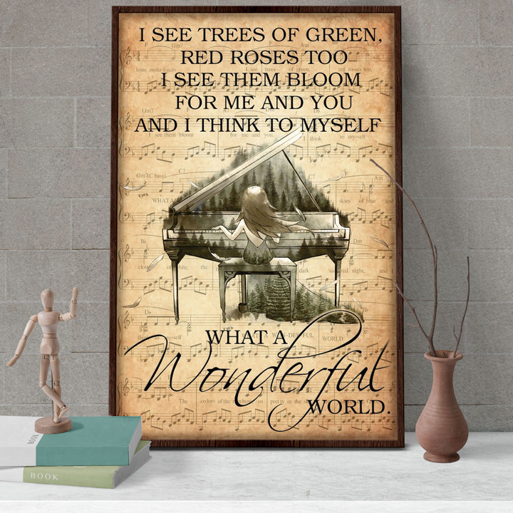 Pianist Girl Poster - What A Wonderful World Canvas Home Décor Gifts For Men Women