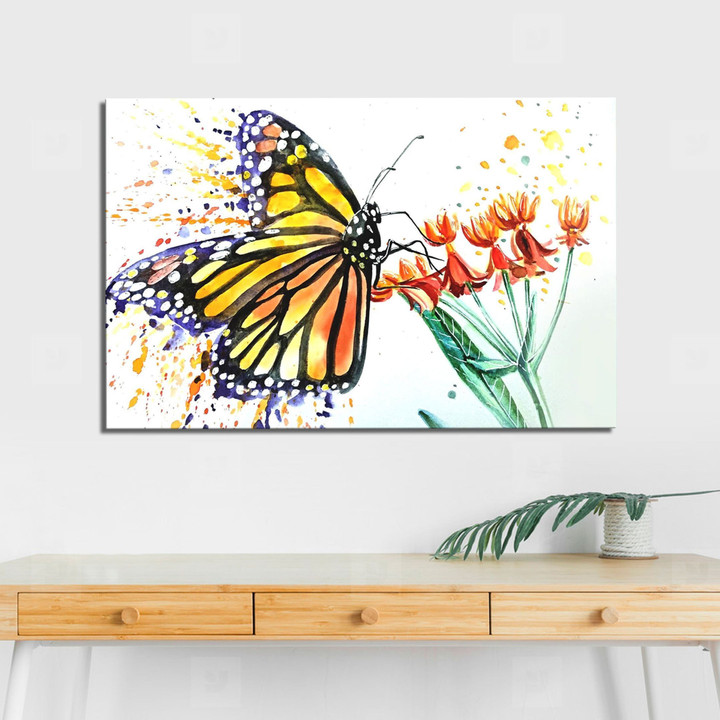 Watercolor Butterfly Poster - Beautiful Flower Canvas Home Décor Gifts For Women Girls Friends