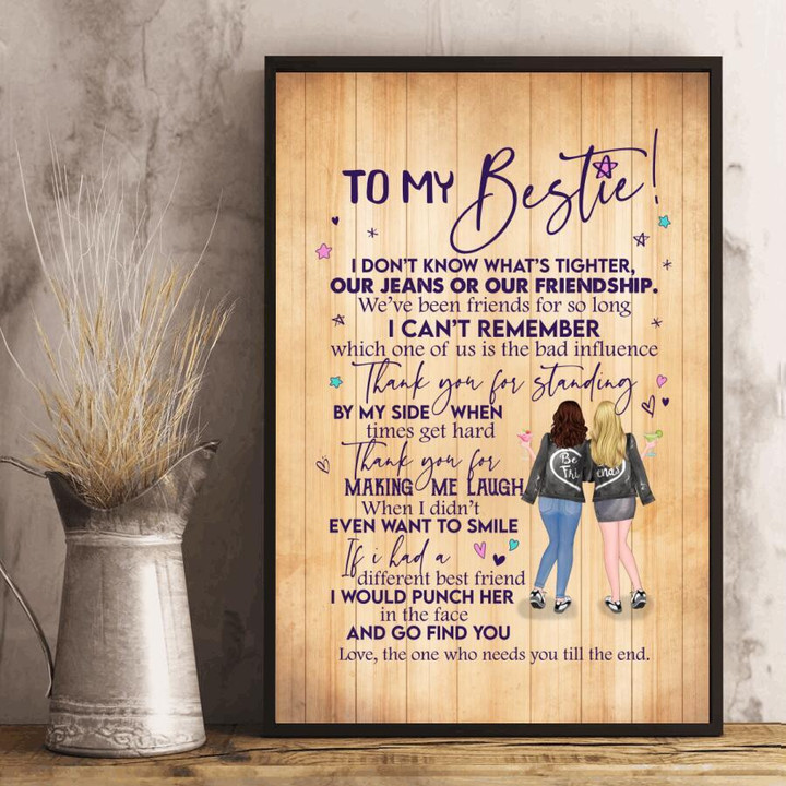 Best Friend Poster - Thank You For Making Me Laugh Canvas Home Décor Birthday Gifts For Bestie