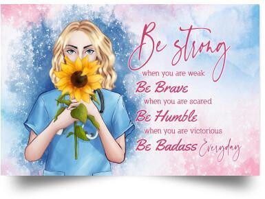 Blonde Hair Nurse And Sunflower Poster - Be Humble When You Are Victorious Canvas Home Décor Birthday Christmas Thanksgiving Gifts For Women Girls Friend