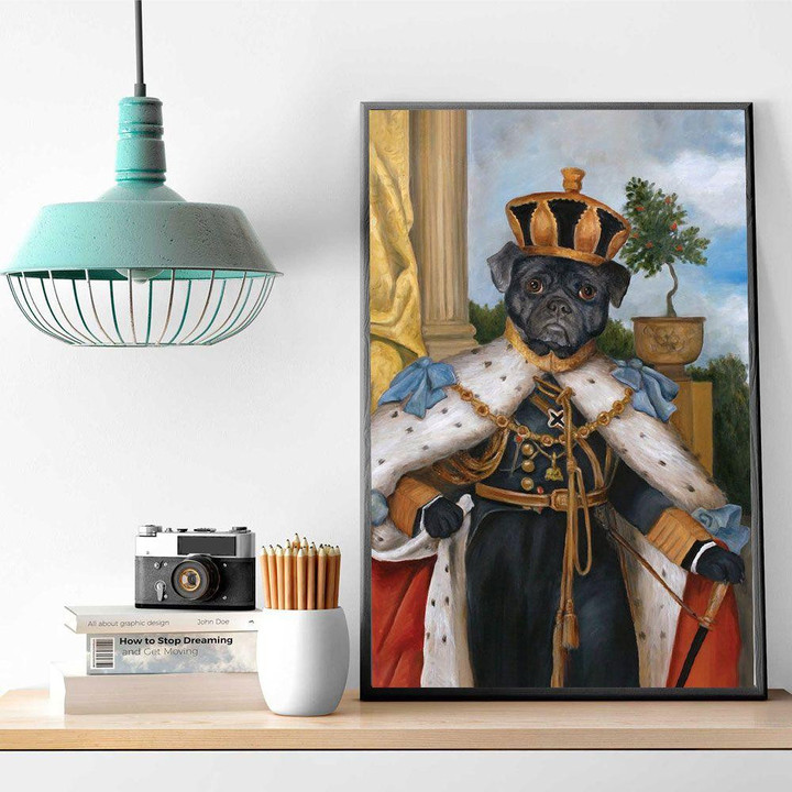 The Royal Pug Poster - Dog Canvas Home Décor Birthday Christmas Gifts For Men Women