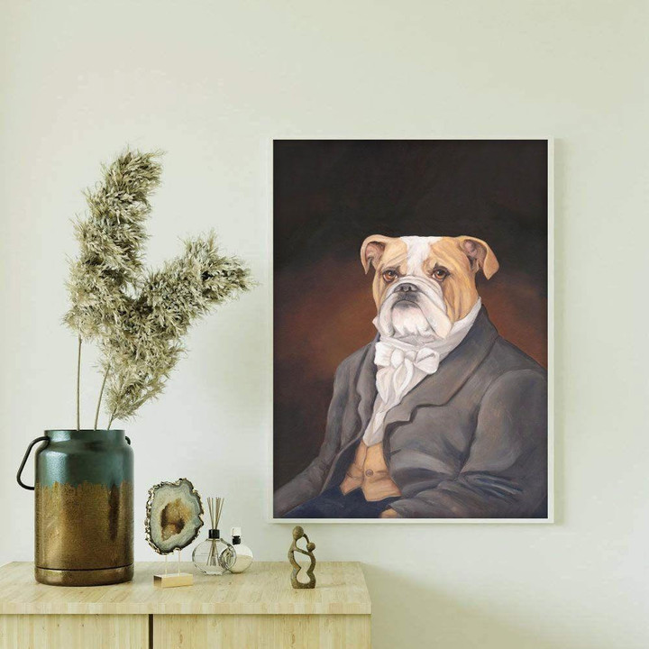 Bulldog In Vest Poster - English Bulldog Canvas Home Décor Gifts For Father's Day
