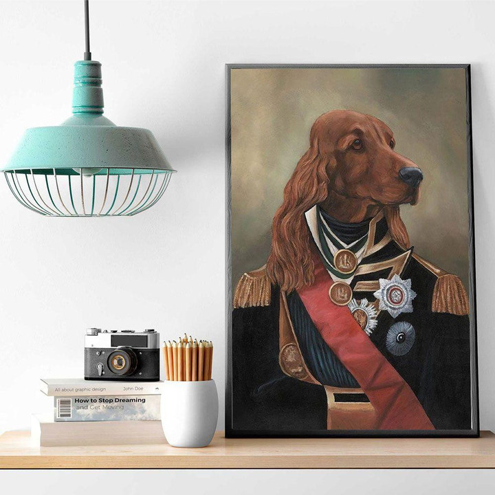Irish Setter In Royal Clothing Poster - Gentlemen Dog Canvas Home Décor Birthday Christmas Gifts For Men Friends Boys