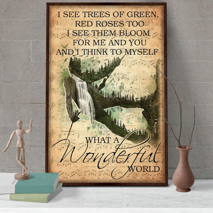 Waterfall And Forest Vintage Poster - I See Trees Of Green Canvas Home Décor Gifts For Men Women