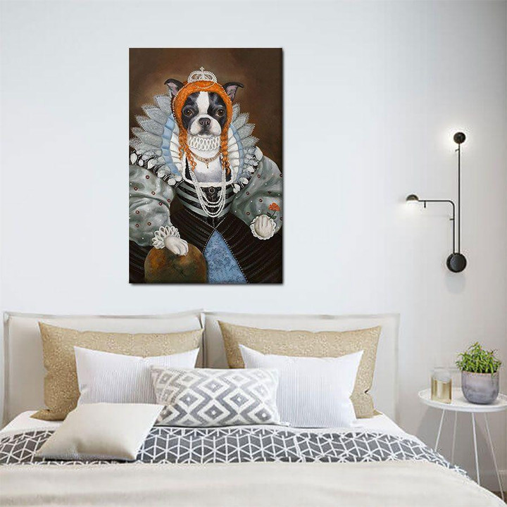 Royal Boston Terrier Poster - Dog Canvas Home Décor Birthday Christmas Gifts For Boy Girl