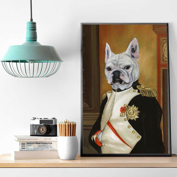 Bulldog In French Royal Clothing Poster - Dog Canvas Home Décor Birthday Christmas Gifts For Children Kids