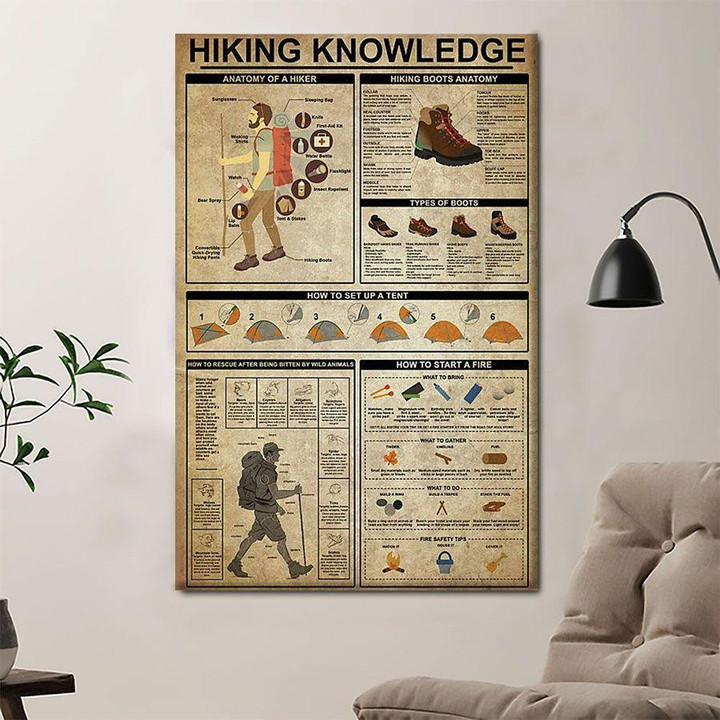 Hiking Knowledge Poster Canvas Home Décor Gifts For Men Women