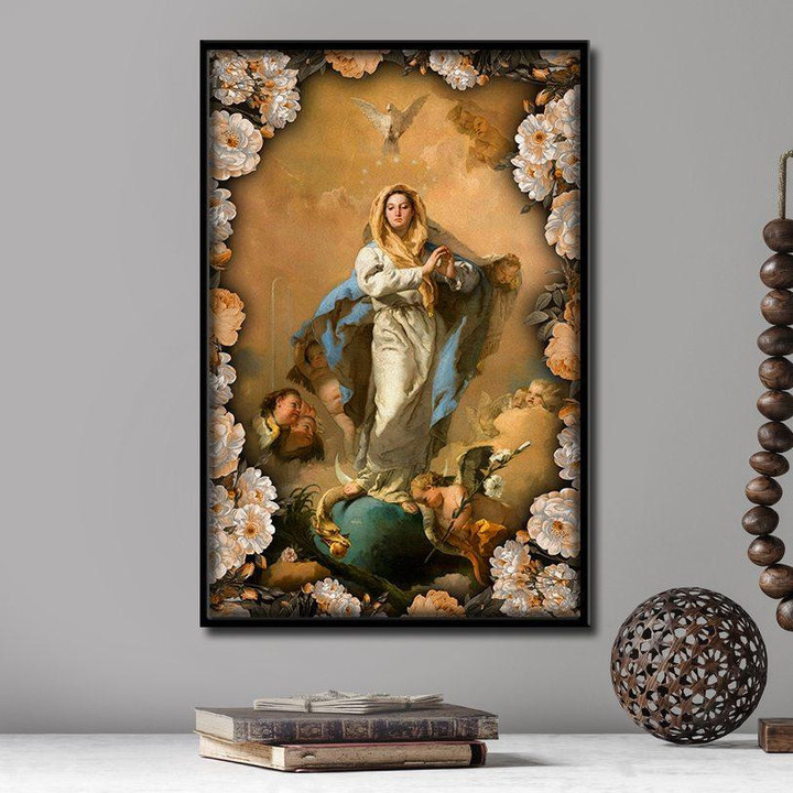 Mary Is Standing On A Snake Poster Canvas Home Décor Gifts For Women Grandma Mother