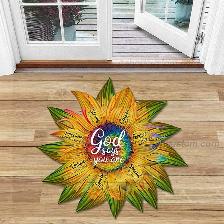 Hippie Sunflower God Say You Are Shaped Doormat Rug - Easter Day Peace LGBT Jesus Be Kind Home Decor Carpet - SDM-A0020