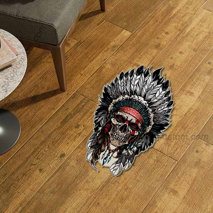 Skull Native Tattoo America Doormat Rug - Skull Vintage Native Decor Home Doormat Carpet Bedroom Decor - SDM-A0033