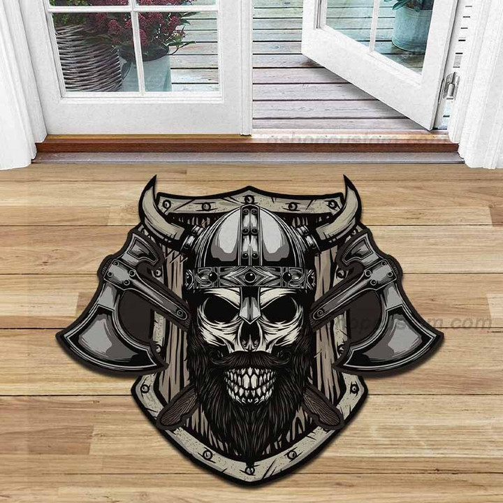 Viking Skull Warrior Axe Rug Doormat Gifts For Birthday Son Husband Decor Bedroom - SDM-VK0056