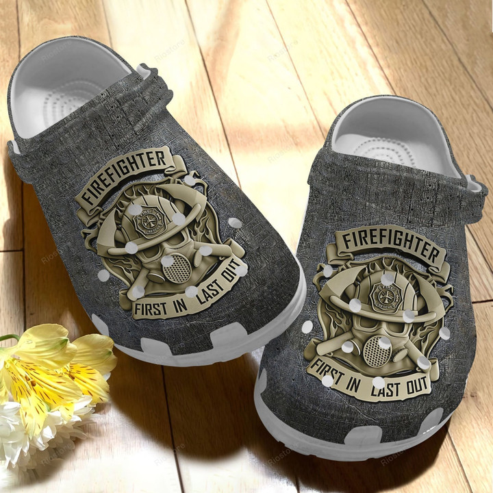 Firefighter Custom Clog Shoess Shoes Clogs Fathers day Gifts - Firefighter First In Last Out Clog Shoess Shoes Clogs