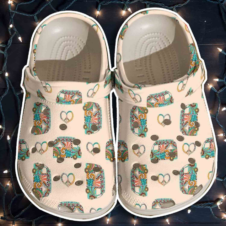 Funny Hippie Bus Peace Clog Shoess Shoes Clog Shoesbland Clogs Gifts For Kids - Bus-HT3