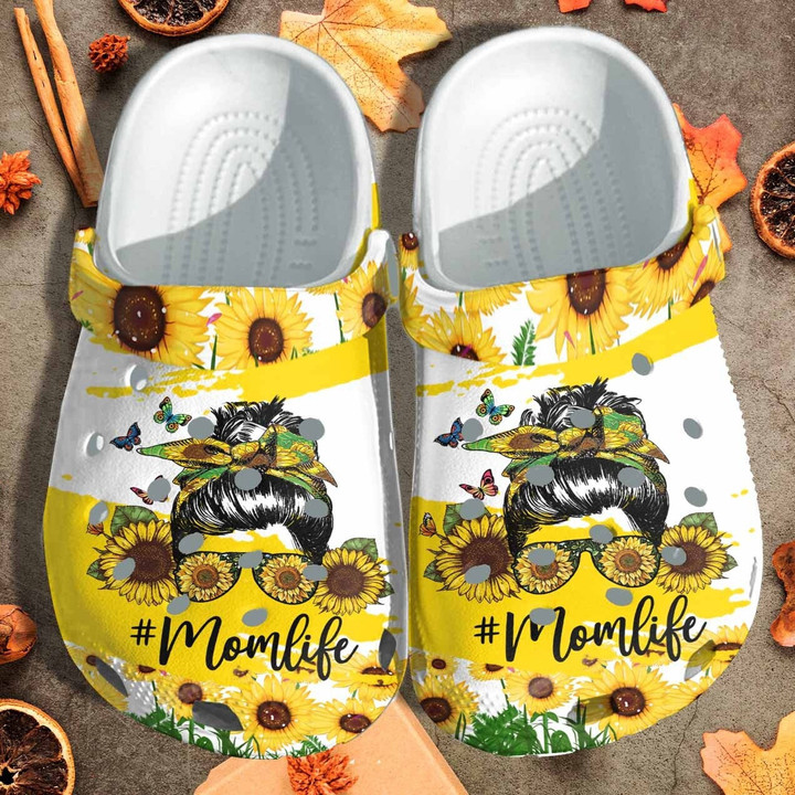 Mom Life Sunflower Clog Shoess Shoes Clogs Gift For Wife - Cool Mom Life Custom Clog Shoess Shoes Clogs Gift Mothers day