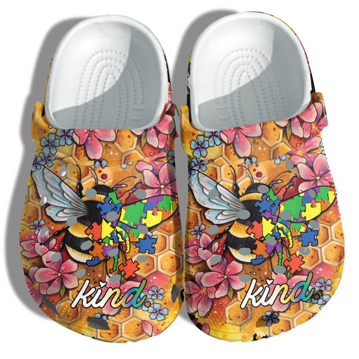 Puzzle Bee Kind Autism Awareness Clog Shoess Clogs Shoes Gifts for Birthday Christmas - PBK118