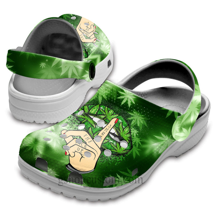 Weed Lip Funy Clog Shoes Shoes For Women - Funny Lipstick Weed Shut Up Clog Shoess Clogs Hippie Gift Girl Mothers Day 2022 - CR-WL013