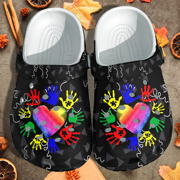 Hands Protect Heart Autism Awareness Shoes Clog Shoess Clogs Birthday Christmas Gifts for Men Women - UHands100