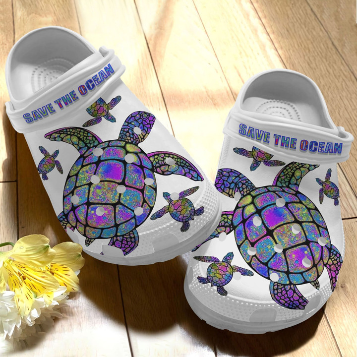 Hippie Trippy Turtle Girl Shoes - Save The Ocean Clog Shoess Clogs - Family-TT