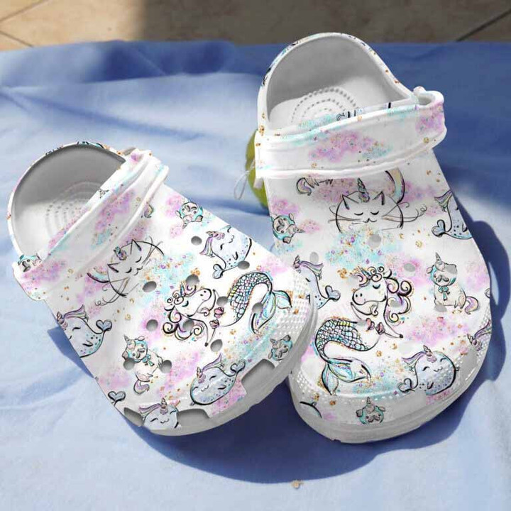 Cute Unicorn In Mermaid Clogs Clog Shoess Shoes Birthday Christmas Gifts - UMermaid225