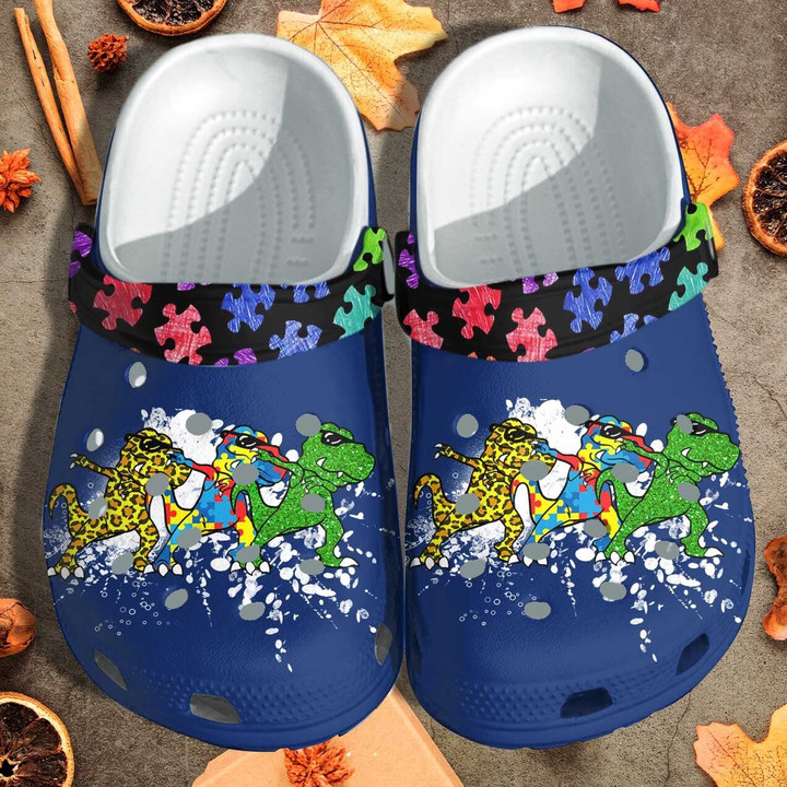 T-Rex Dinosaurs Autism Kids Clog Shoess Shoes Clogs - Autism Awareness Puzzle Cute Beach Clog Shoess Shoes Clogs Gifts For Boys Son