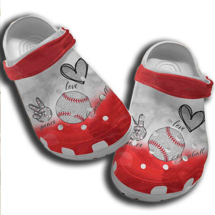 Hand Heart Baseball Ball Clog Shoess Shoes Clogs For Batter Girl - Peace Love Baseball Custom Clog Shoess Shoes Clogs Birthday Gift For Daughter Women