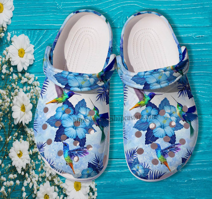 Blue Hummingbird Faith Love Croc Shoes Gift Grandma- Hummingbird Flower Shoes Croc Clogs- CR-NE0340 - Gigo Smart