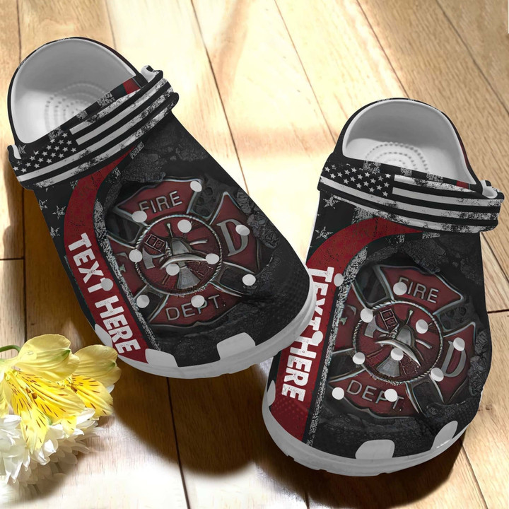 Firefighter Men America Flag Clog Shoes Shoes Clogs Father Day Gift- 4th Of July Firefighter Shoes Clog Shoes Customize- GOSA0020
