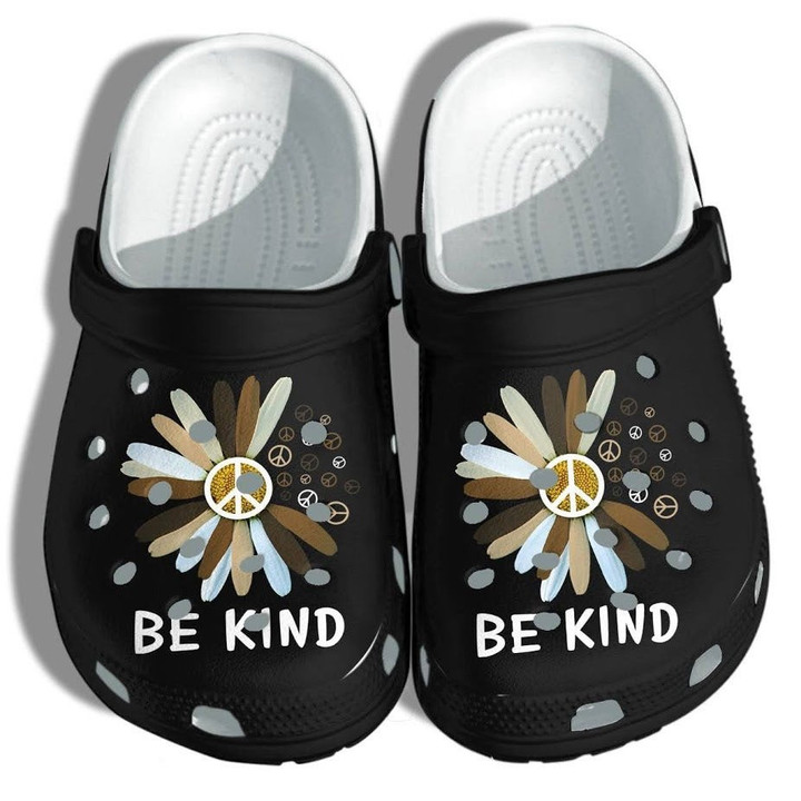 Daisy Flower Brown Be Kind Crocs Shoes Clogs For Black Women - Peace Outdoor Crocs Shoes Clogs Gifts For Black Daughter - Gigo Smart