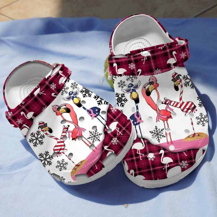 Winter Flamingo Breast Cancer Awareness Clogs Crocs Shoes Birthday Christmas Gifts for Girls - WFBCA221 - Gigo Smart
