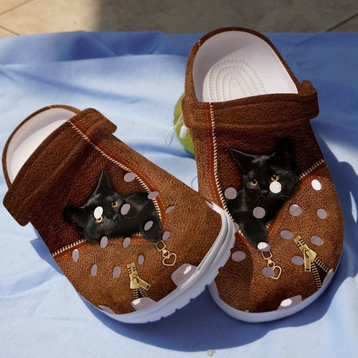 Black Cat In Bag Shoes - Cool Animal Crocs Clog Birthday Gift For Men Women - Cat-LWR - Gigo Smart