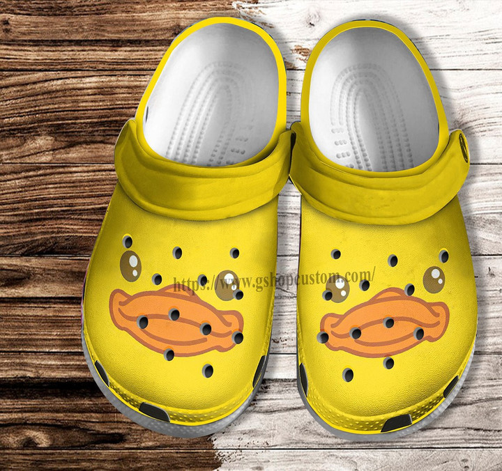 Duck Face Yellow Crocs Shoes For Men Women - Funny Duck Speculum Face Croc Clogs Shoes Gift Birthday- CR-NE0258 - Gigo Smart