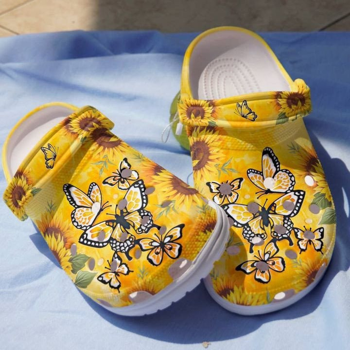 Be Kind Butterflies And Sunflower Clogs Crocs Shoes Birthday Gifts for Mom Daughter Sister - BAS127 - Gigo Smart