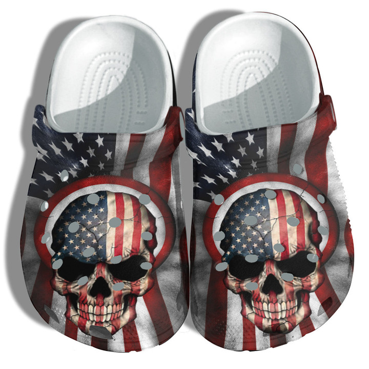 America Flag Skull Hunter Clog Shoes Shoes Gift Men Father Day- US Proud Veterans 4th Of July Clog Shoes Shoes Birthday Gift Uncle - GOS2183