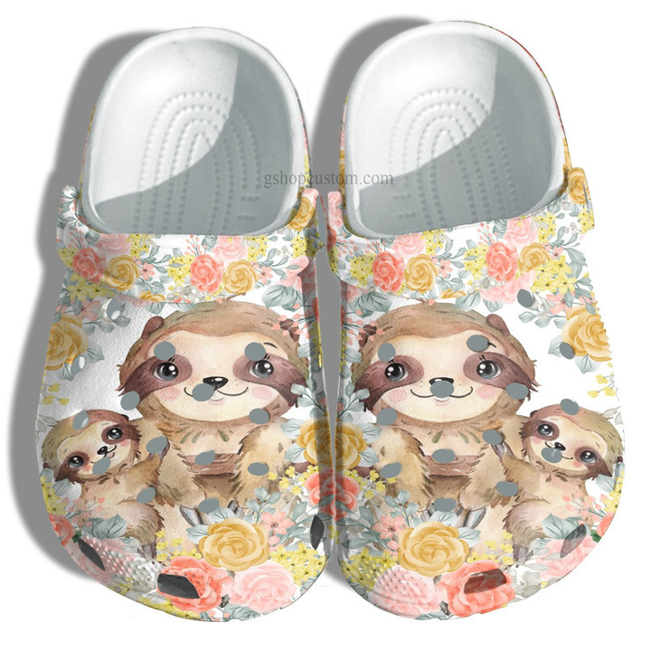 Mom Sloth Baby Flower Crocs Shoes - Sloth Grandma Mother Day Shoes Croc Clogs Gift- CR-NE0096 - Gigo Smart