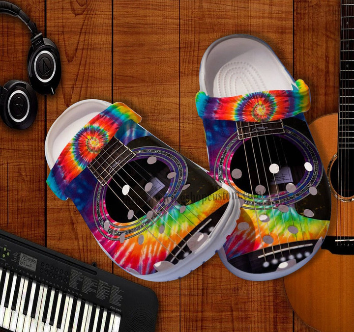 Guitarist Hippie Music Croc Shoes Gift Men Women- Guitar Rainbow Hippie Trippy Shoes Croc Clogs Gift Birthday- CR-NE0448 - Gigo Smart
