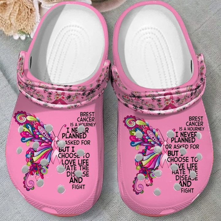 Breast Cancer is A Journey Butterfly Shoes Crocs Clogs Gifts for Women Girls - BT-Journey88 - Gigo Smart