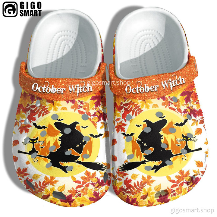 Autumn October Witch Clog Shoes Shoes Clogs For Daughter Halloween - Glitter Moon Night Fall Clog Shoes Shoes Thanksgiving Gifts Grandma - Gigo Smart