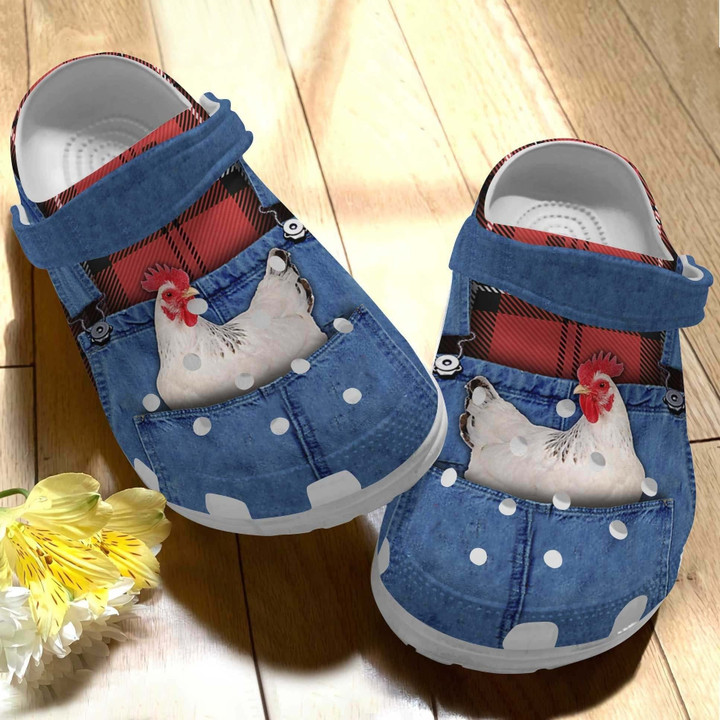 Chicken In Jean Croc - White Chicken Shoes Clog Gifts For Mom Daughter Niece - Gigo Smart