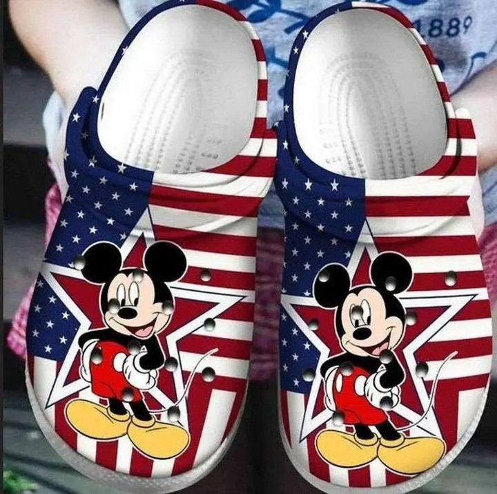 America Flag Mickey Mouse 4th Of July USA Custom Shoes Crocs Clog For Women Daughter - MCM-CR241