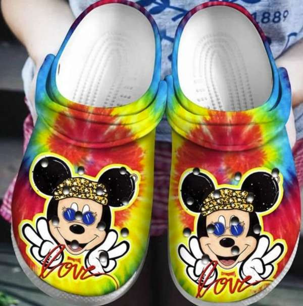 Hippie Tie Dye Love Mickey Mouse Custom Shoes Crocs Clog For Women Daughter - MCM-CR244