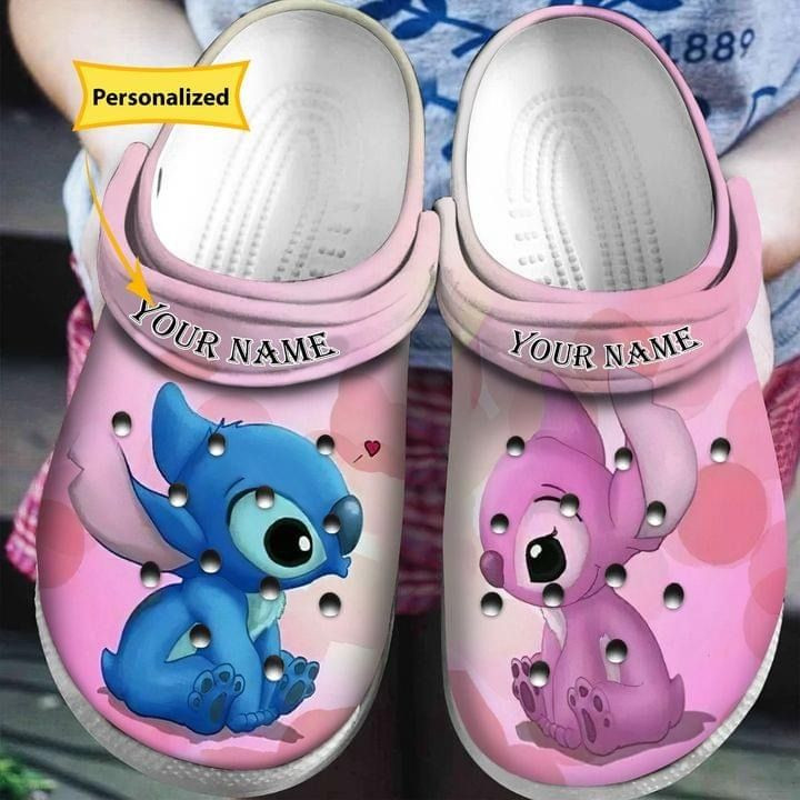 Stitch Disney Love Couple Valentine Custom Shoes Crocs Clog For Women Daughter - MCM-CR321
